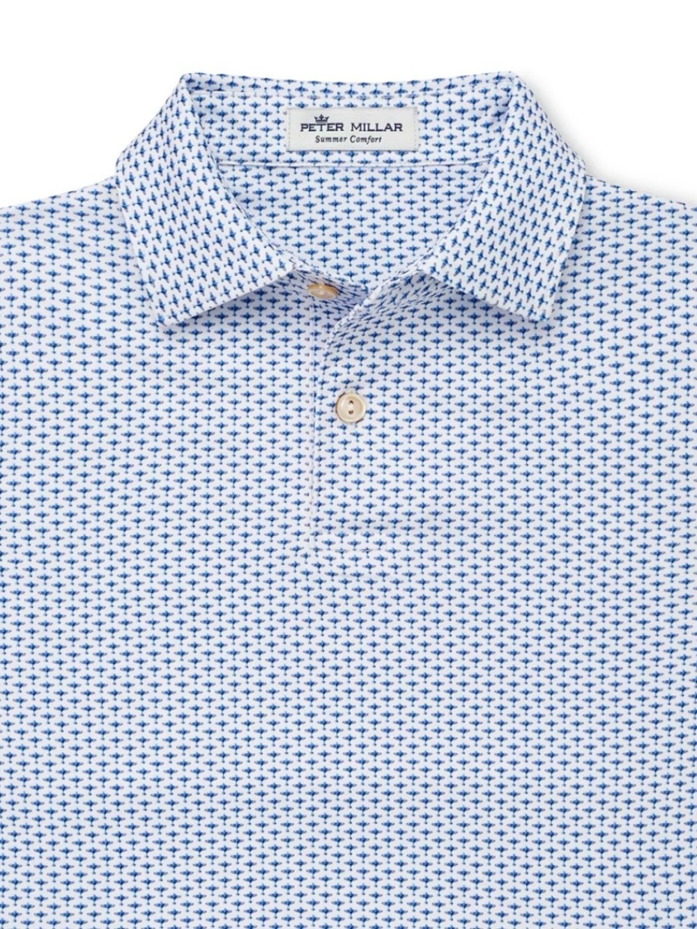 Peter Millar Summer Comfort Golf Polo Shirt XL NWOT w/Blue Micro Pattern